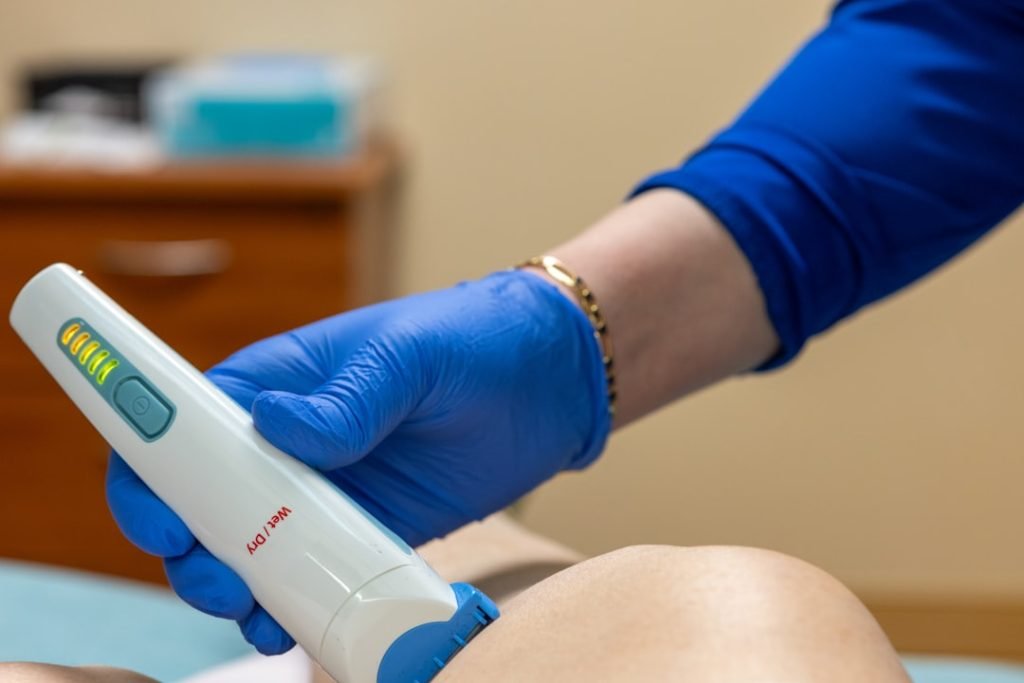 A nurse shaves my leg before I am taken back for knee replacement surgery at Portneuf Medical Center in Pocatello, Idaho, on April 28, 2025.